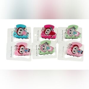 Fashion Jewelry Kids Hair Clips Set - Pink, Blue, Green